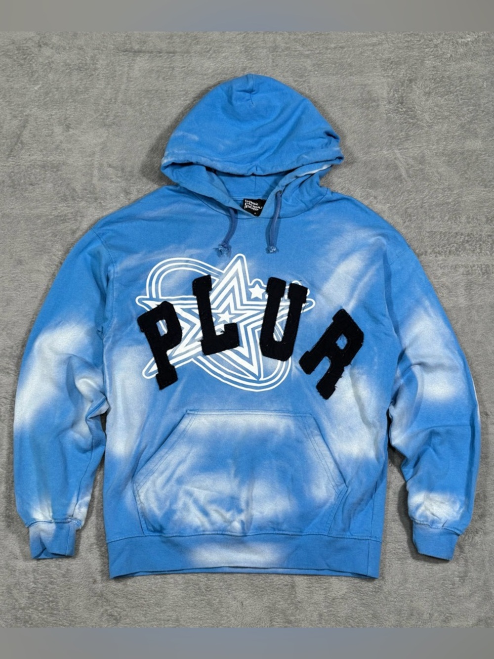 Basic Pleasure Mode x Subculture Collab PLUR Hoodie Blue Tie Dye Sz 8 Streetwear
